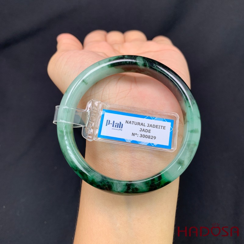 Vòng Ngọc Cẩm Thạch lá hẹ xanh vân đậm ni 52