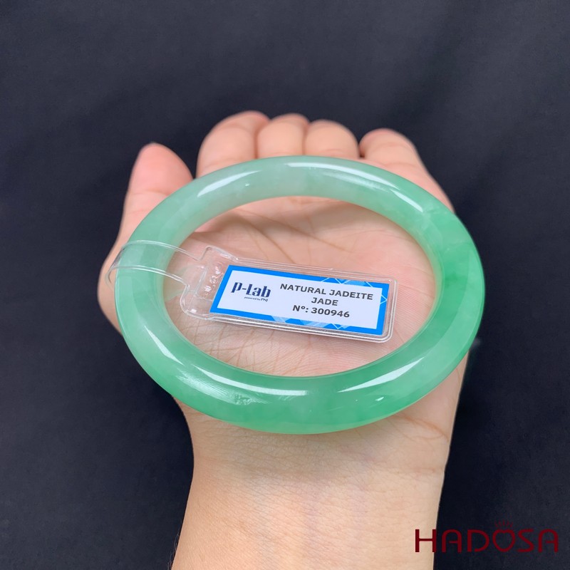 Vòng Ngọc Cẩm Thạch bản tròn xanh vân lý ni 57