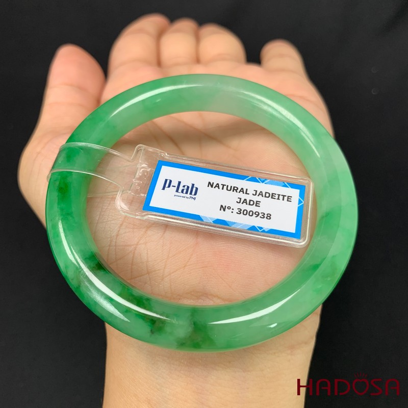 Vòng Ngọc Cẩm Thạch bản tròn xanh vân lý ni 52