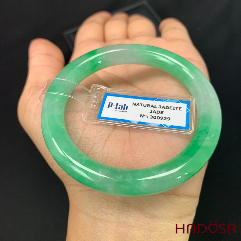 Vòng Ngọc Cẩm Thạch bản tròn xanh vân lý ni 50
