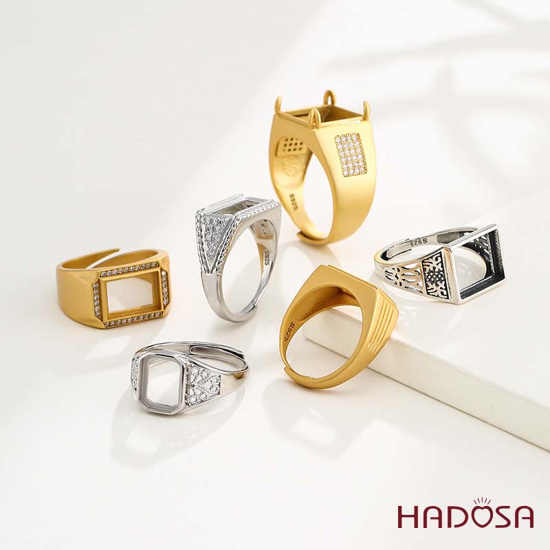 Khung nhẫn nam bạc 13x13mm