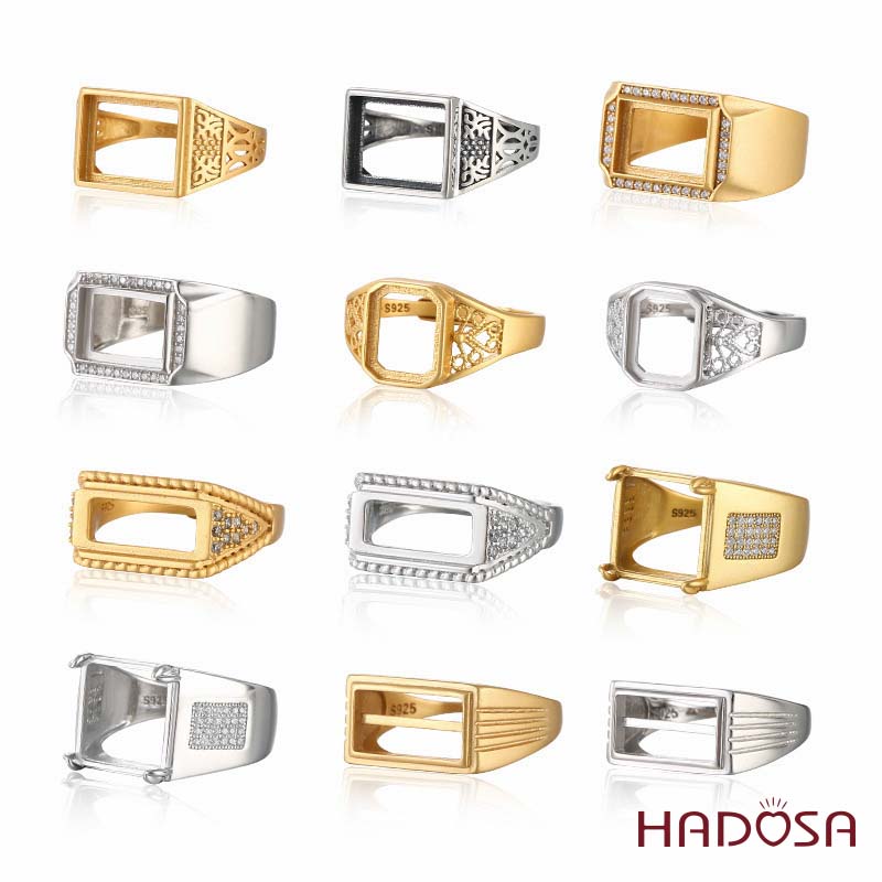 Khung nhẫn nam bạc 13x13mm