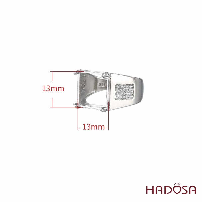 Khung nhẫn nam bạc 13x13mm