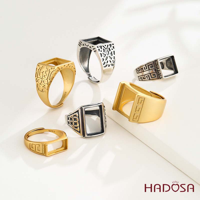 Khung nhẫn nam bạc 12x16mm