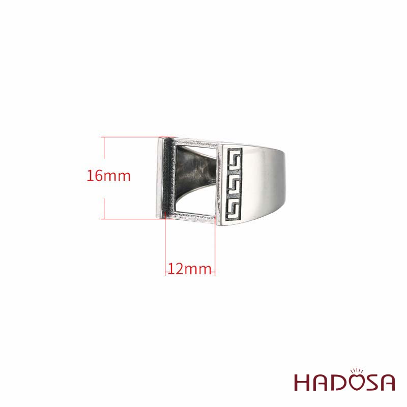 Khung nhẫn nam bạc 12x16mm