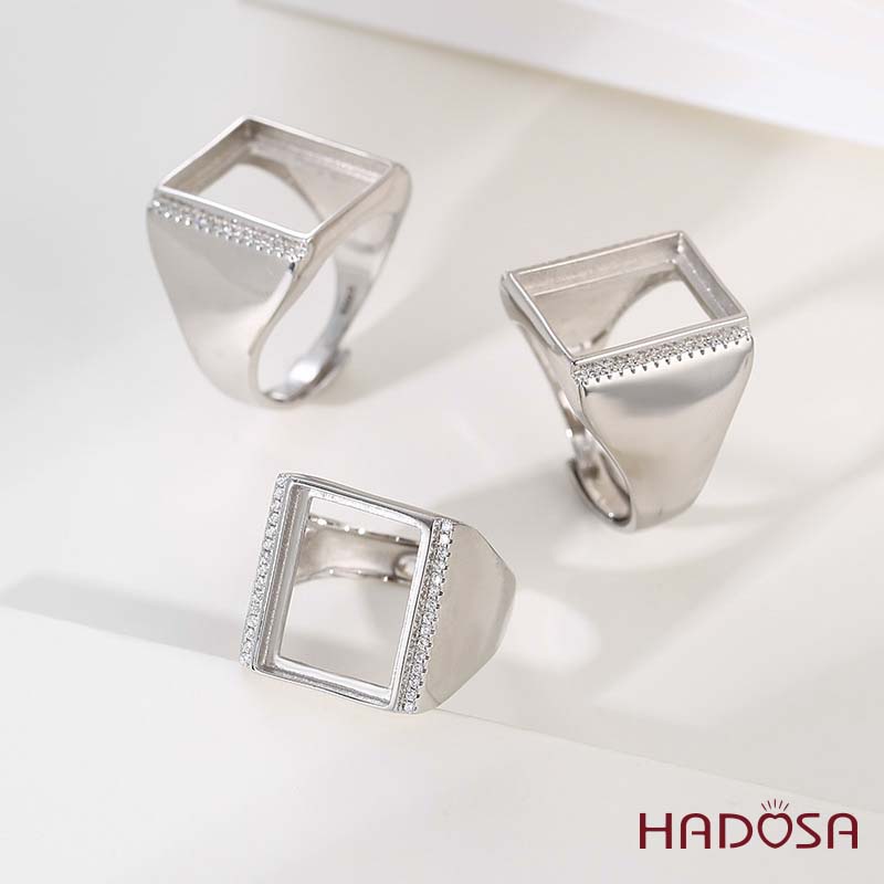 Khung nhẫn nam bạc 12x16mm