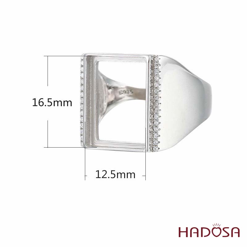 Khung nhẫn nam bạc 12x16mm