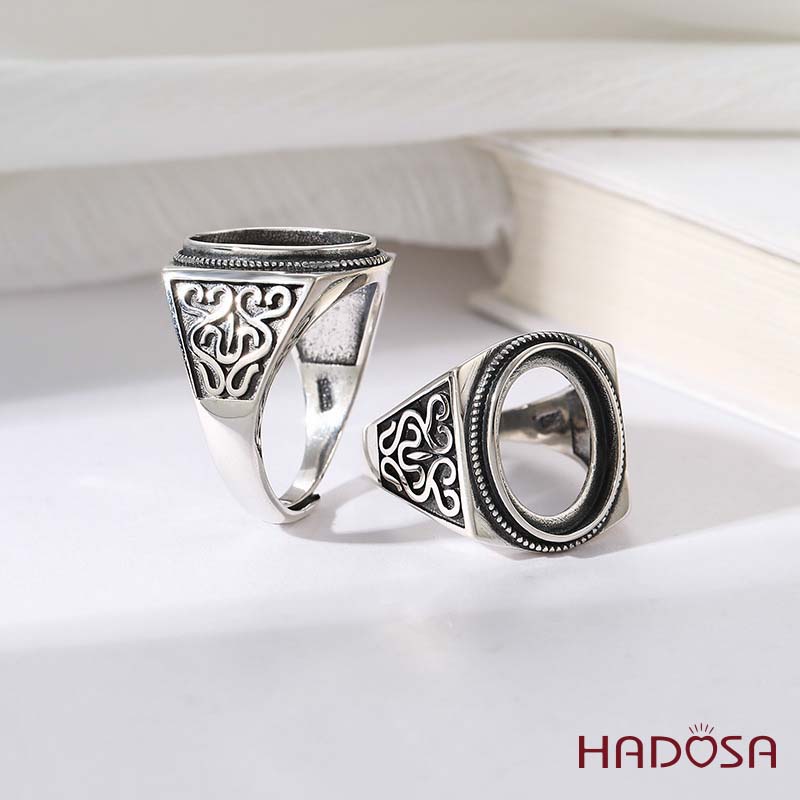 Khung nhẫn nam bạc 14x17mm