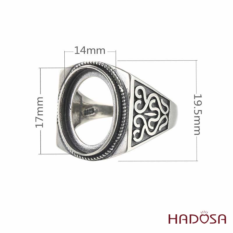 Khung nhẫn nam bạc 14x17mm