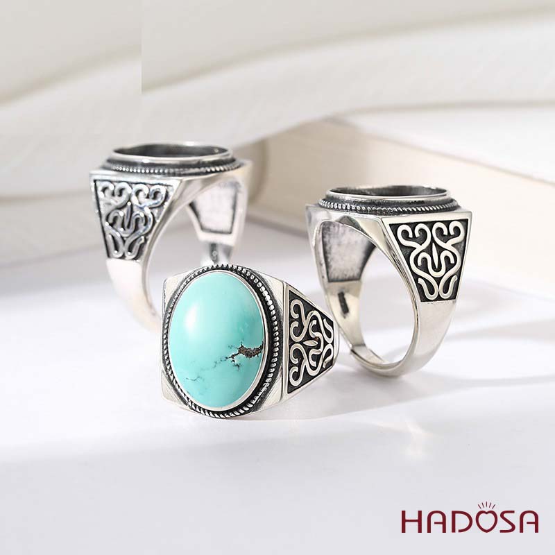 Khung nhẫn nam bạc 14x17mm