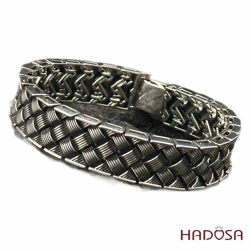 Lắc Tay Bạc 925 Nam Quốc Phong Dệt Vân Lưới