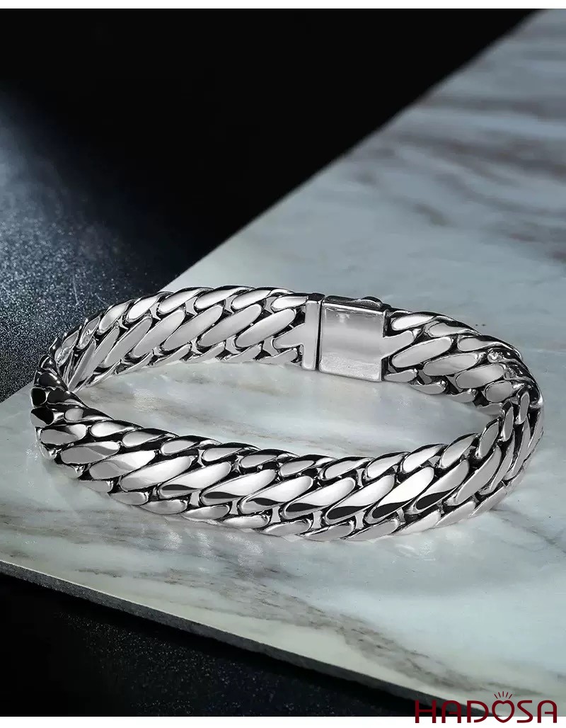 Lắc Tay Nam Bạc Móc Xích Bán Nguyệt Kỳ Lân 20cm