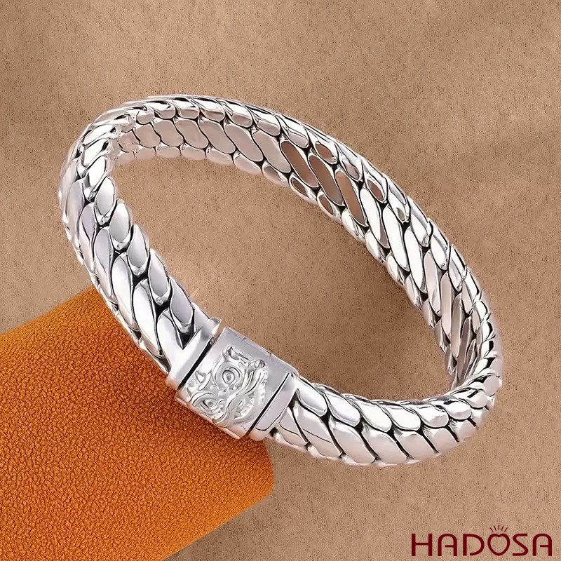 Lắc Tay Nam Bạc Móc Xích Bán Nguyệt Kỳ Lân 20cm