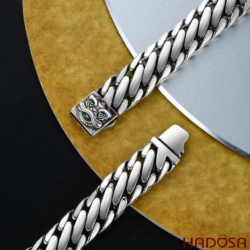 Lắc Tay Nam Bạc Móc Xích Bán Nguyệt Kỳ Lân 20cm