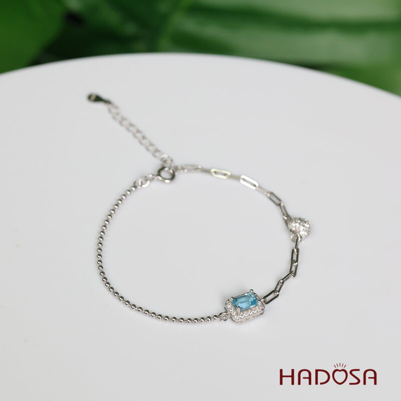 Lắc tay đá Topaz 4x6mm bạc 925