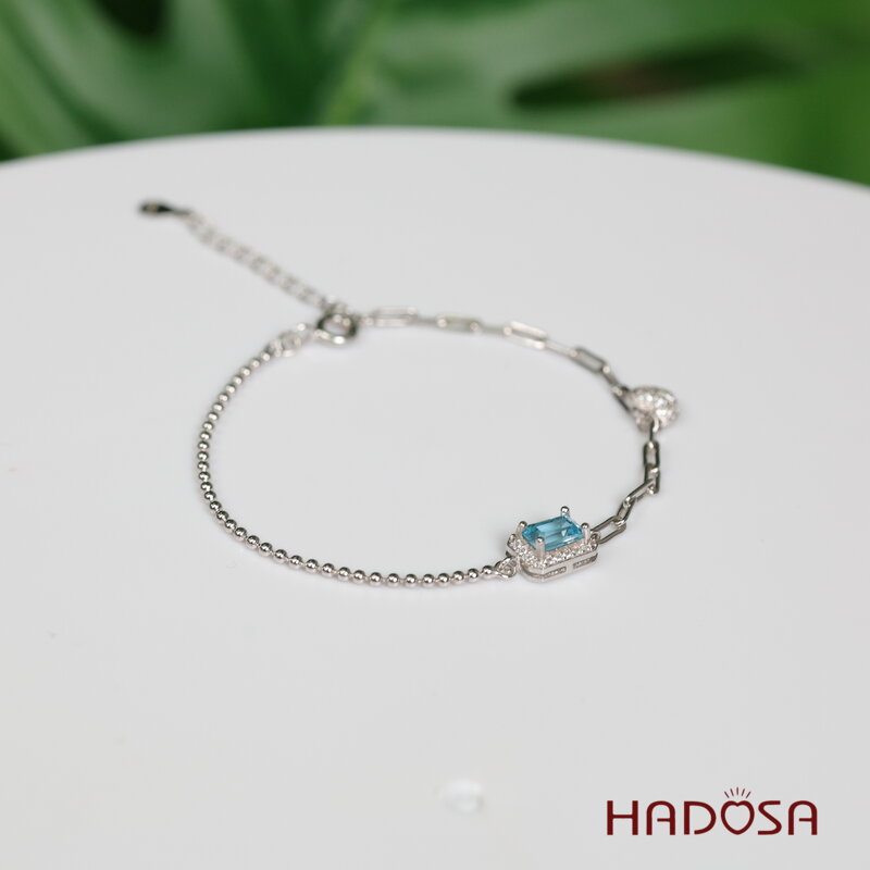 Lắc tay đá Topaz 4x6mm bạc 925