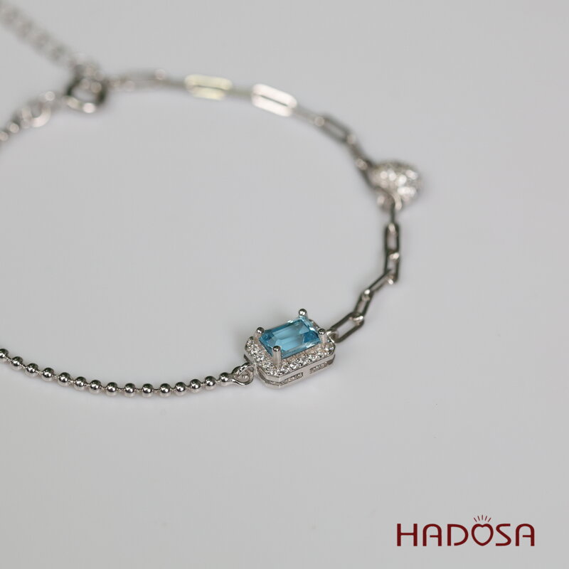 Lắc tay đá Topaz 4x6mm bạc 925