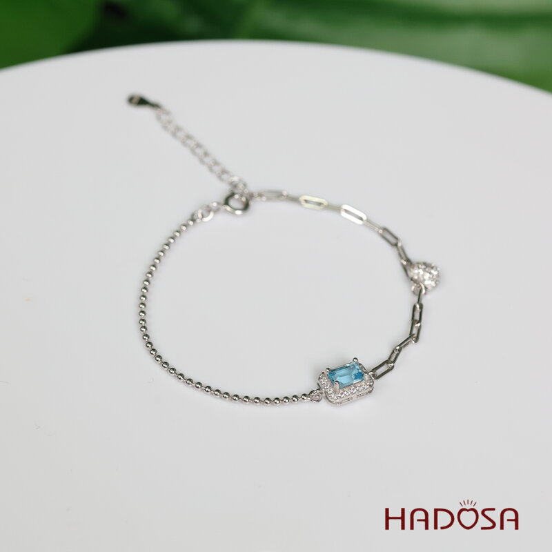 Lắc tay đá Topaz 4x6mm bạc 925