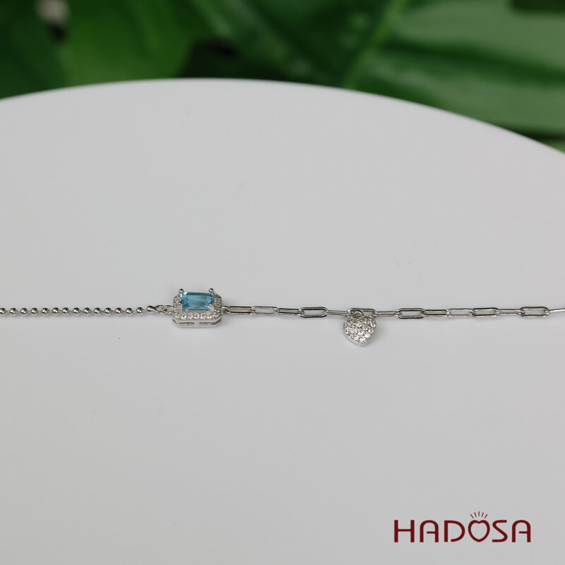 Lắc tay đá Topaz 4x6mm bạc 925