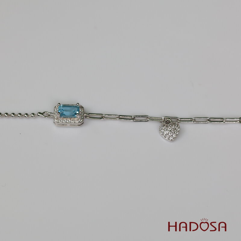 Lắc tay đá Topaz 4x6mm bạc 925