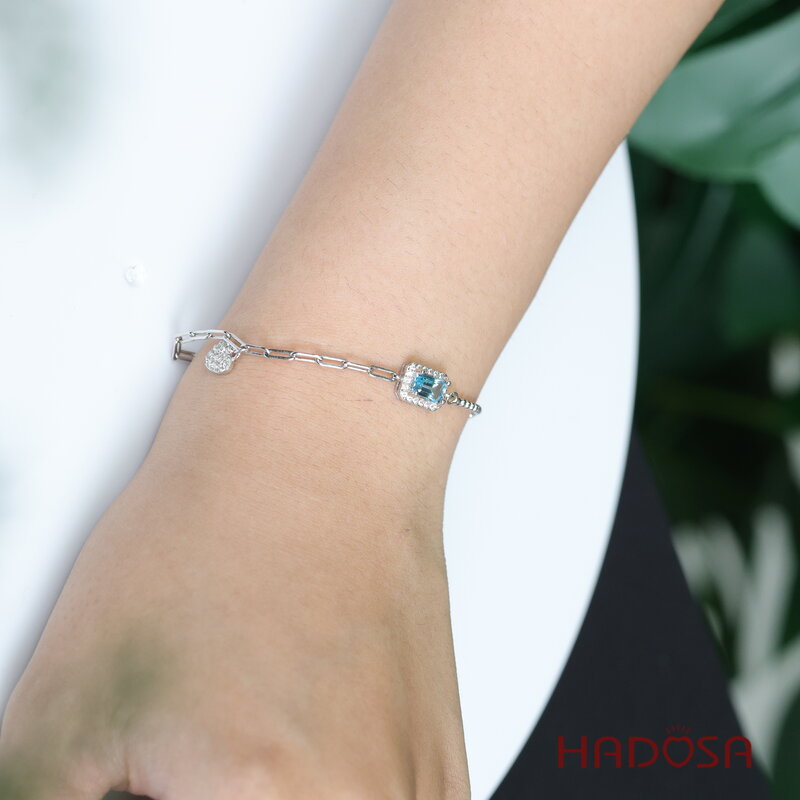 Lắc tay đá Topaz 4x6mm bạc 925