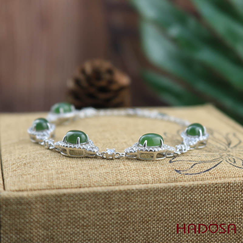 Lắc tay Ngọc Bích Canada (6*8mm) Bạc 925