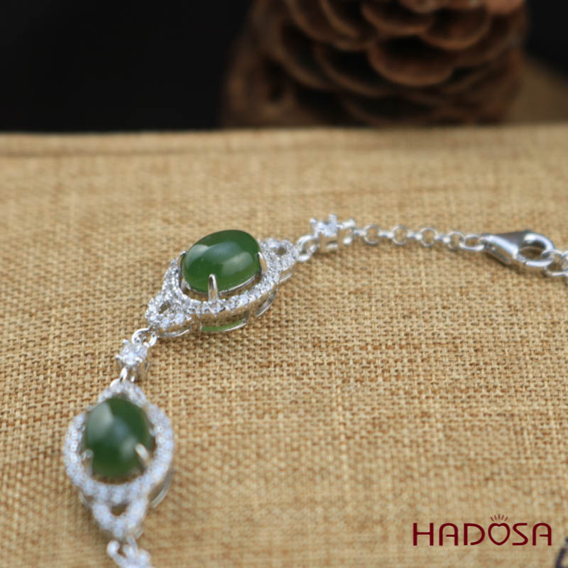 Lắc tay Ngọc Bích Canada (6*8mm) Bạc 925