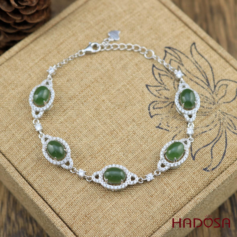 Lắc tay Ngọc Bích Canada (6*8mm) Bạc 925