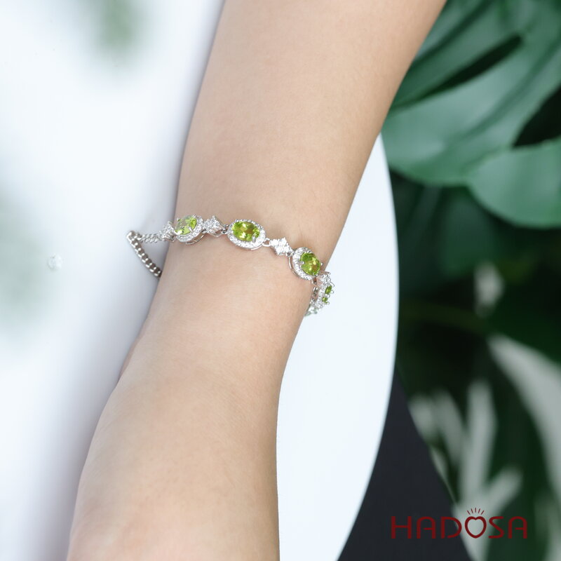Lắc tay Peridot 5x7mm bạc 925