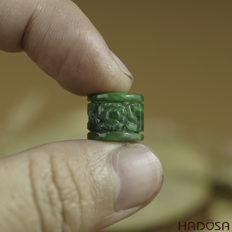Lu thống Cẩm Thạch xanh đậm chạm 10*11mm