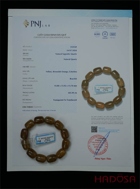 Vòng Thạch anh tóc vàng hạt trụ 13x18mm chuẩn 5A