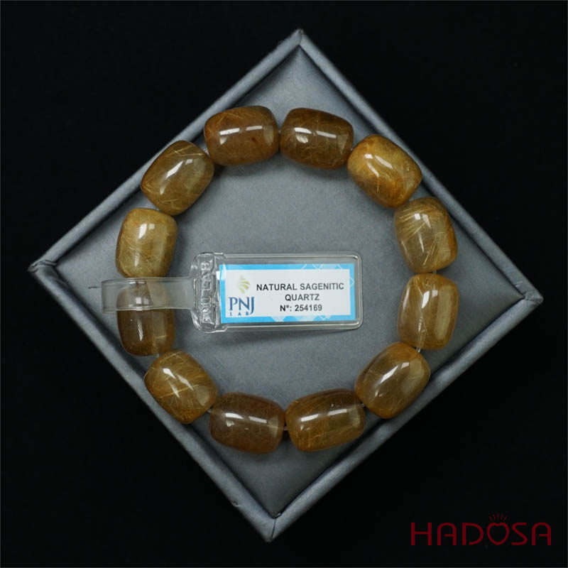 Vòng Thạch anh tóc vàng hạt trụ 13x18mm chuẩn 5A