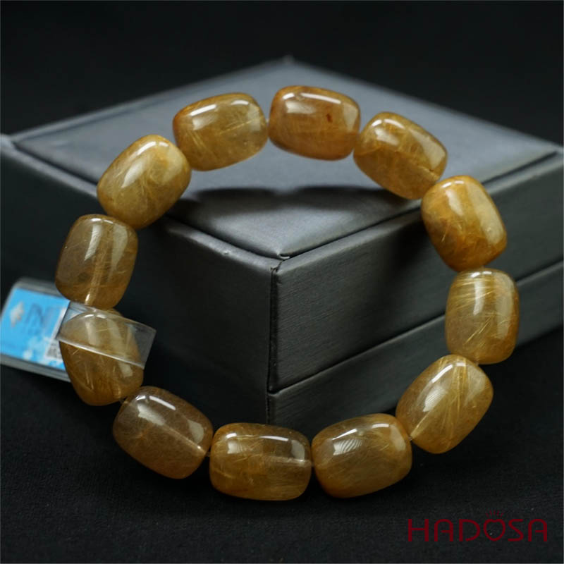 Vòng Thạch anh tóc vàng hạt trụ 13x18mm chuẩn 5A