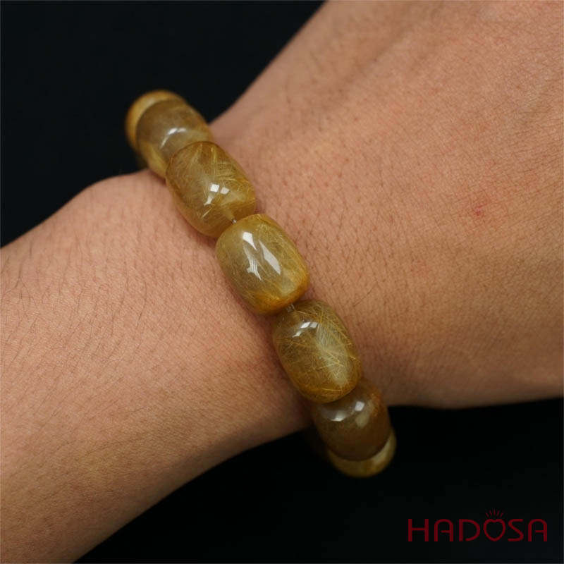Vòng Thạch anh tóc vàng hạt trụ 13x18mm chuẩn 5A