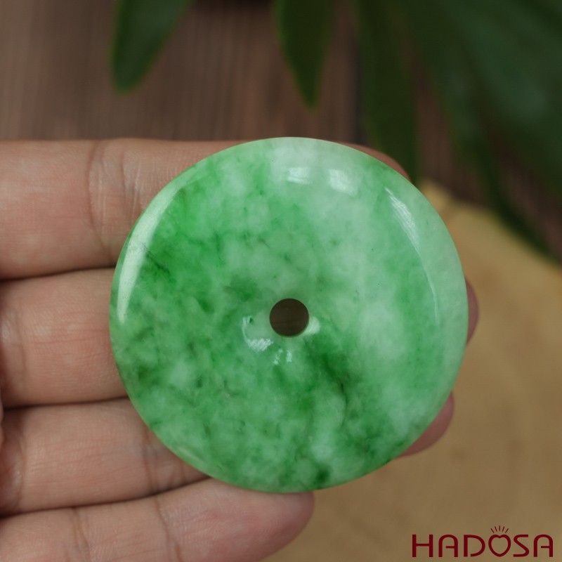 Mặt đồng điếu Cẩm Thạch xanh vân bông 48mm