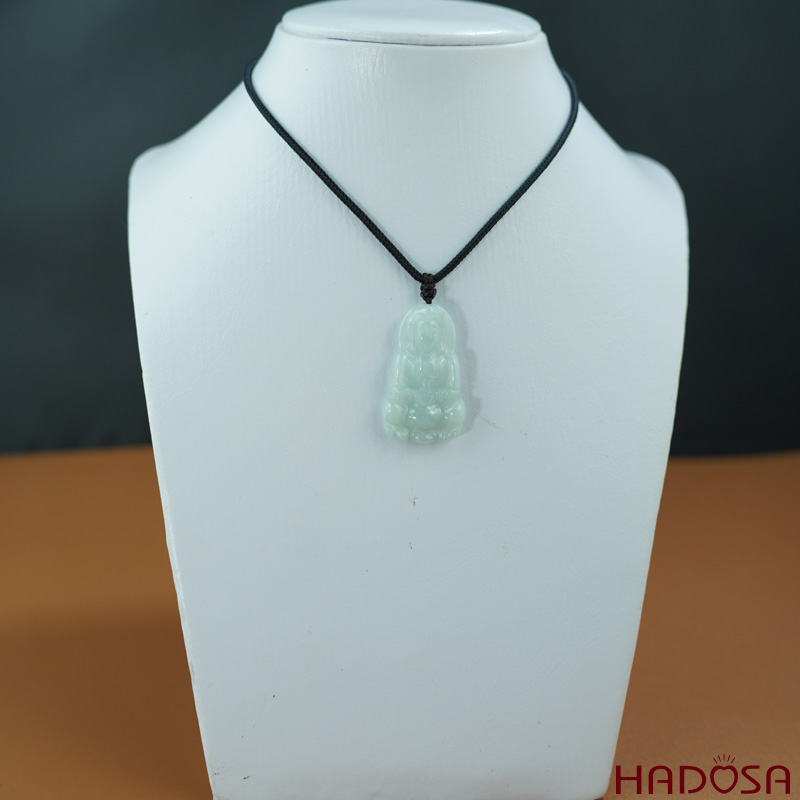 Phật Quan Âm Cẩm Thạch A Xanh Lý Môn 38x22mm