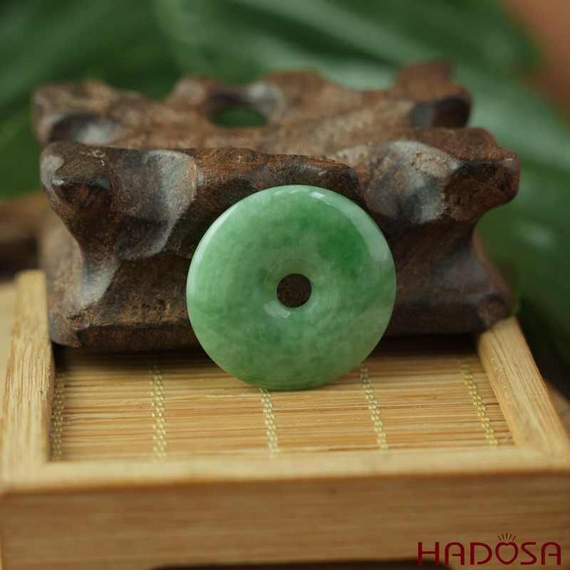 Mặt đồng điếu Cẩm Thạch xanh đậu 30mm