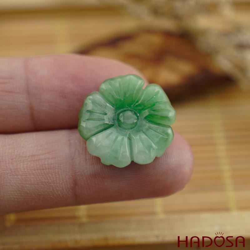 Mặt Cẩm Thạch hoa mai xanh lí 18mm