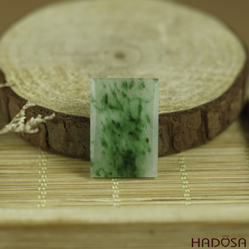 Mặt Cẩm Thạch Vô Sự Bài chữ nhật xanh lí 22x14x2.6mm