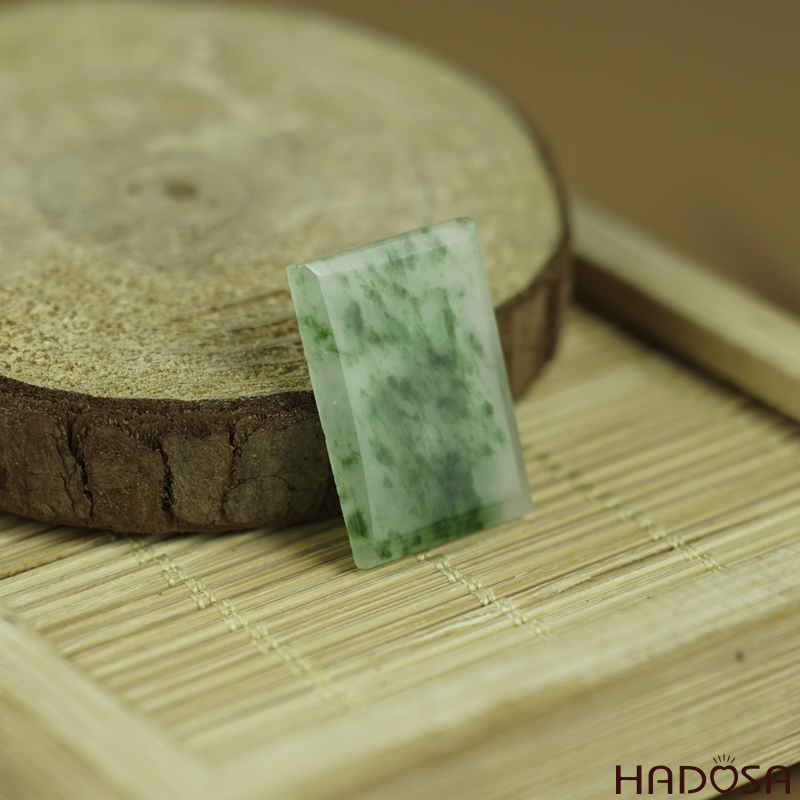 Mặt Cẩm Thạch Vô Sự Bài chữ nhật xanh lí 22x14x2.6mm