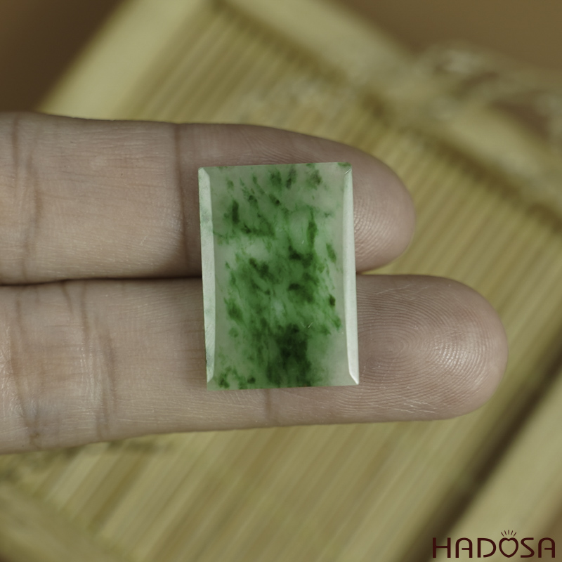 Mặt Cẩm Thạch Vô Sự Bài chữ nhật xanh lí 22x14x2.6mm