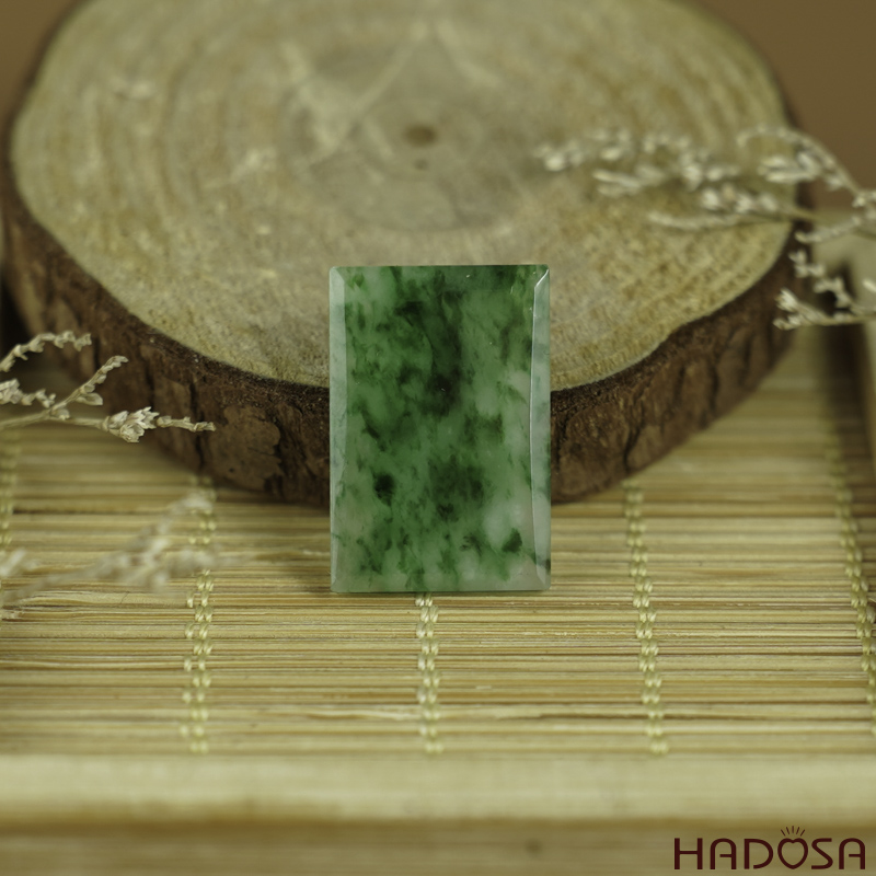 Mặt Cẩm Thạch Vô Sự Bài chữ nhật xanh lí 22x15x2.6mm