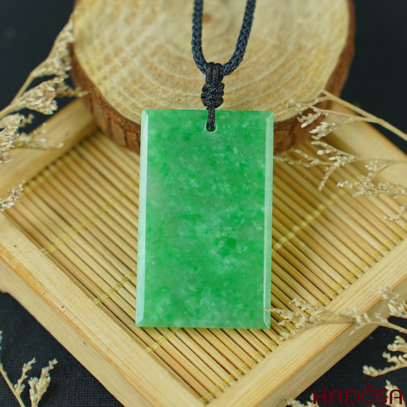 Mặt Cẩm Thạch Vô Sự Bài chữ nhật lý táo 23x38x4mm