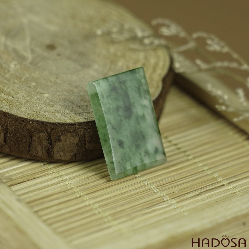 Mặt Cẩm Thạch Vô Sự Bài chữ nhật xanh lí 22x15x2.6mm