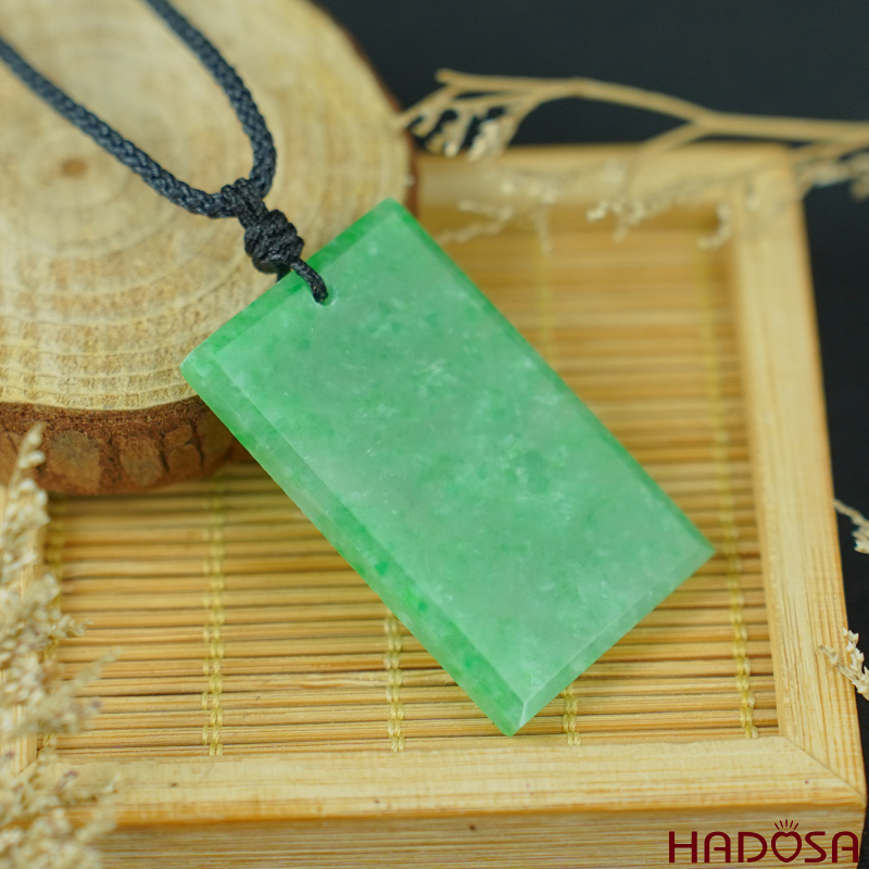 Mặt Cẩm Thạch Vô Sự Bài chữ nhật lý táo 23x38x4mm