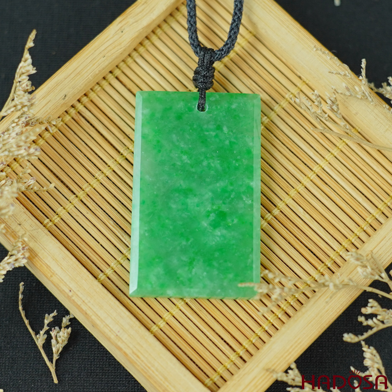 Mặt Cẩm Thạch Vô Sự Bài chữ nhật lý táo 23x38x4mm