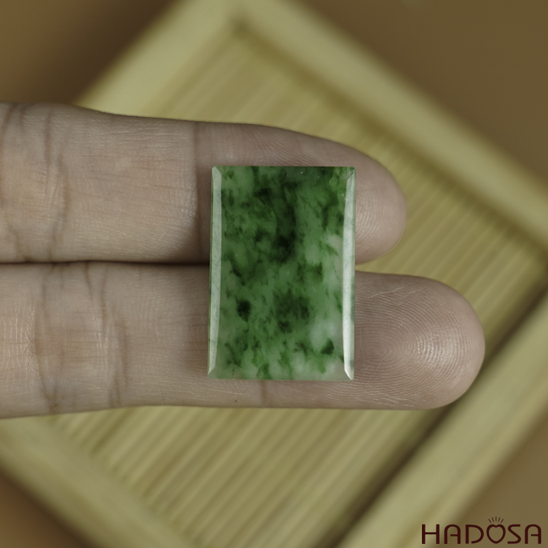 Mặt Cẩm Thạch Vô Sự Bài chữ nhật xanh lí 22x15x2.6mm