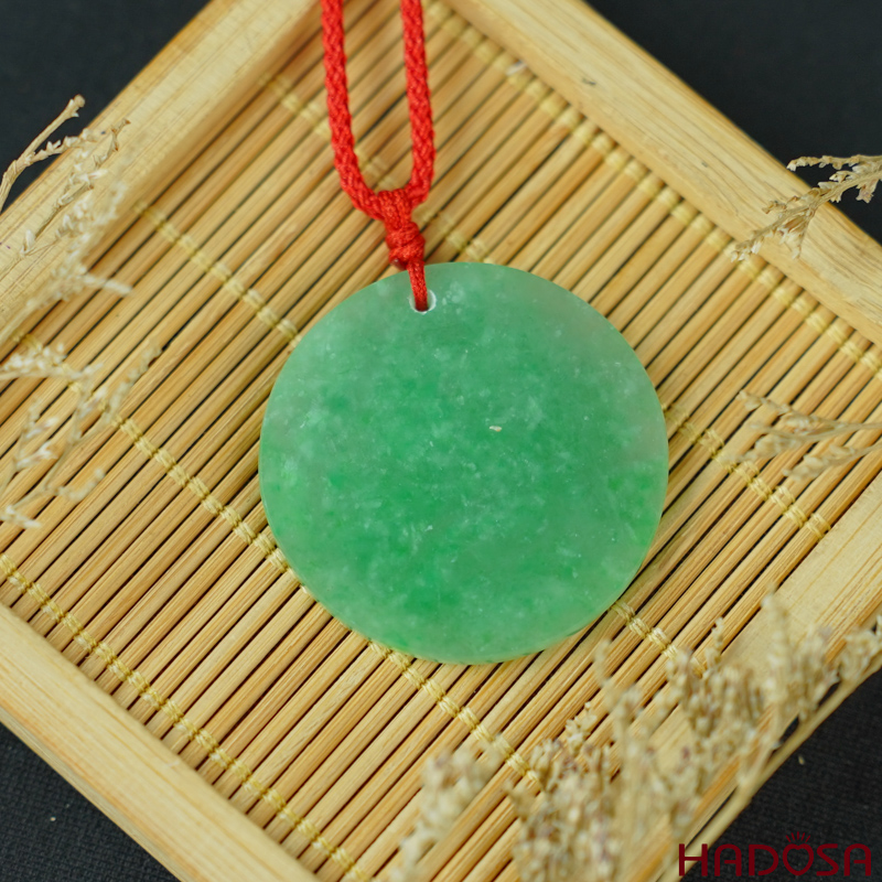 Mặt Cẩm Thạch Vô Sự Bài tròn xanh lý 33x3mm