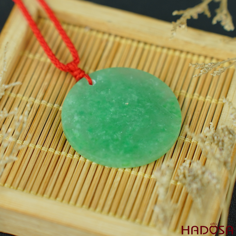 Mặt Cẩm Thạch Vô Sự Bài tròn xanh lý 33x3mm