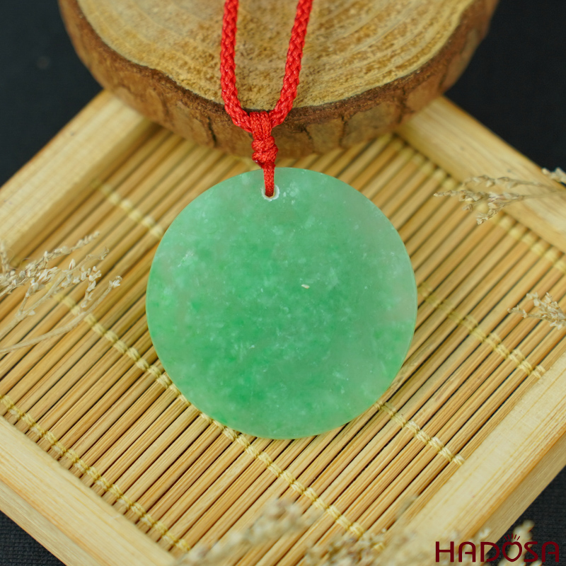 Mặt Cẩm Thạch Vô Sự Bài tròn xanh lý 33x3mm